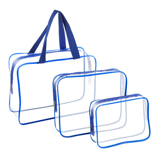 3-Piece Clear Waterproof Toiletry Bags