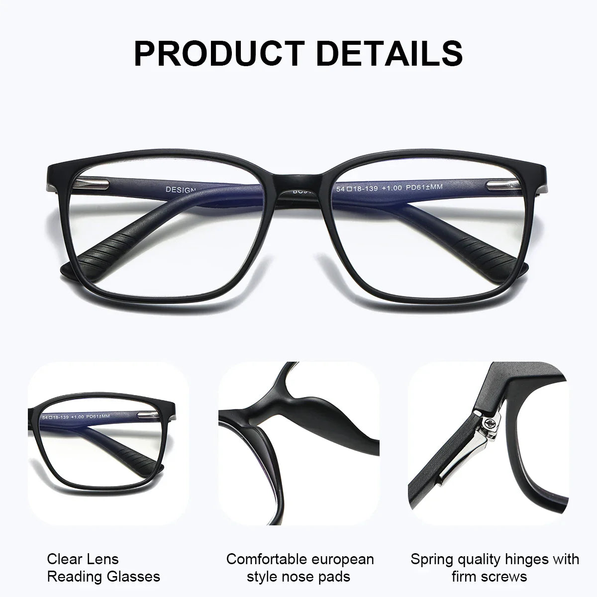BARCUR Square Reading Glasses